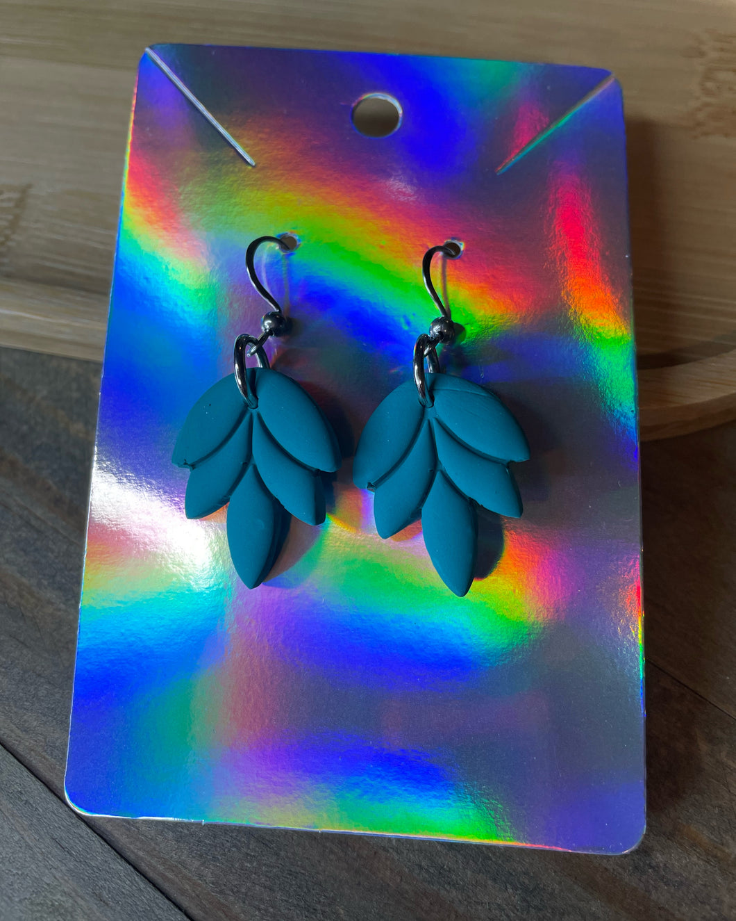 Teal Leaf Teardrop Earrings