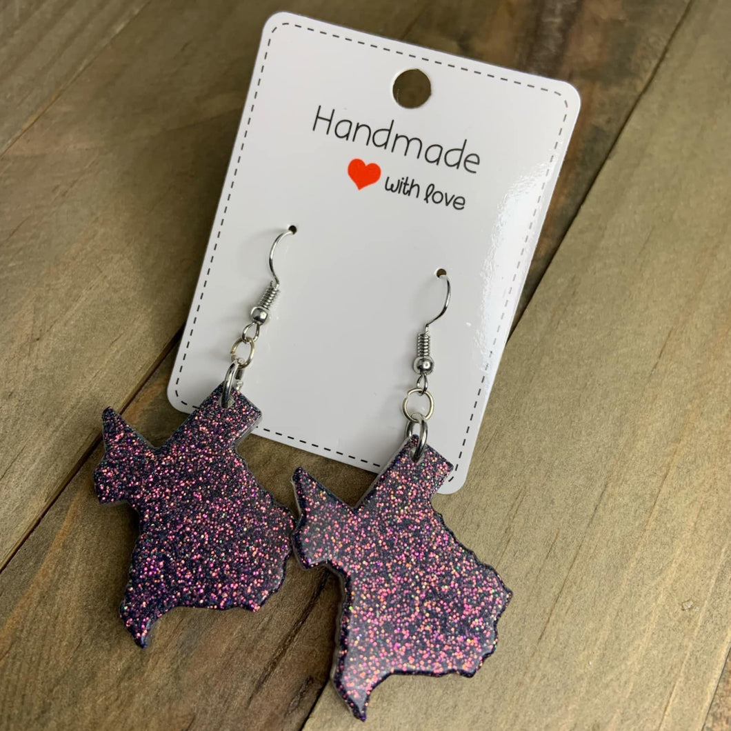 Dark Purple Glitter Earrings