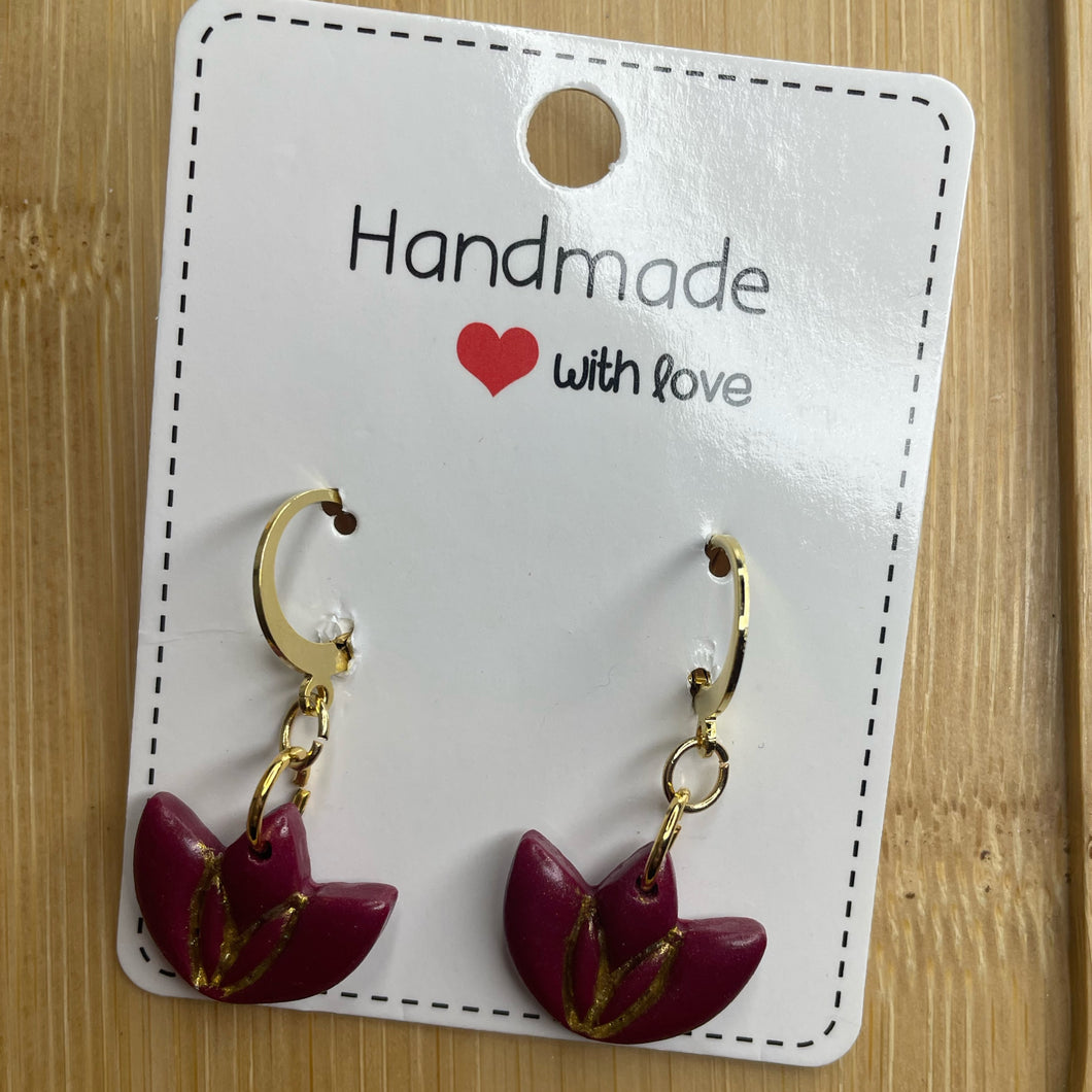 Burgundy Lotus Dangles