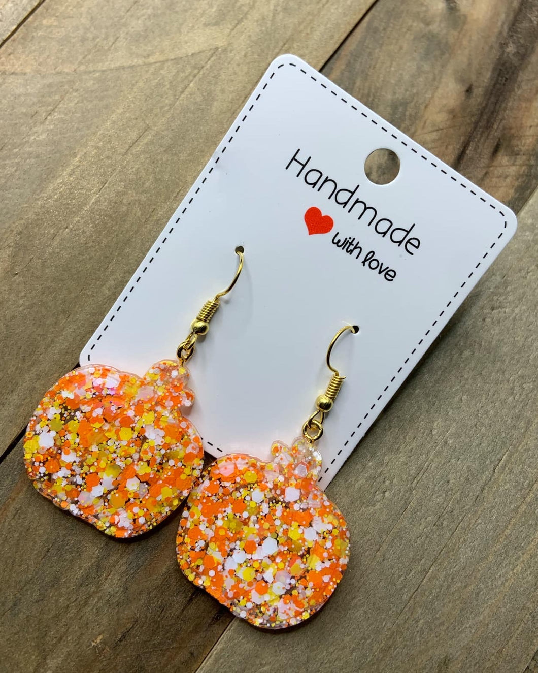 Orange & White (holographic film) Pumpkin Earrings