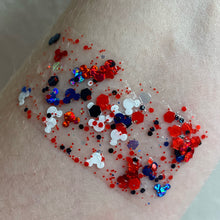 Load image into Gallery viewer, RTS Red, White, &amp; Mickey Hair Glitter
