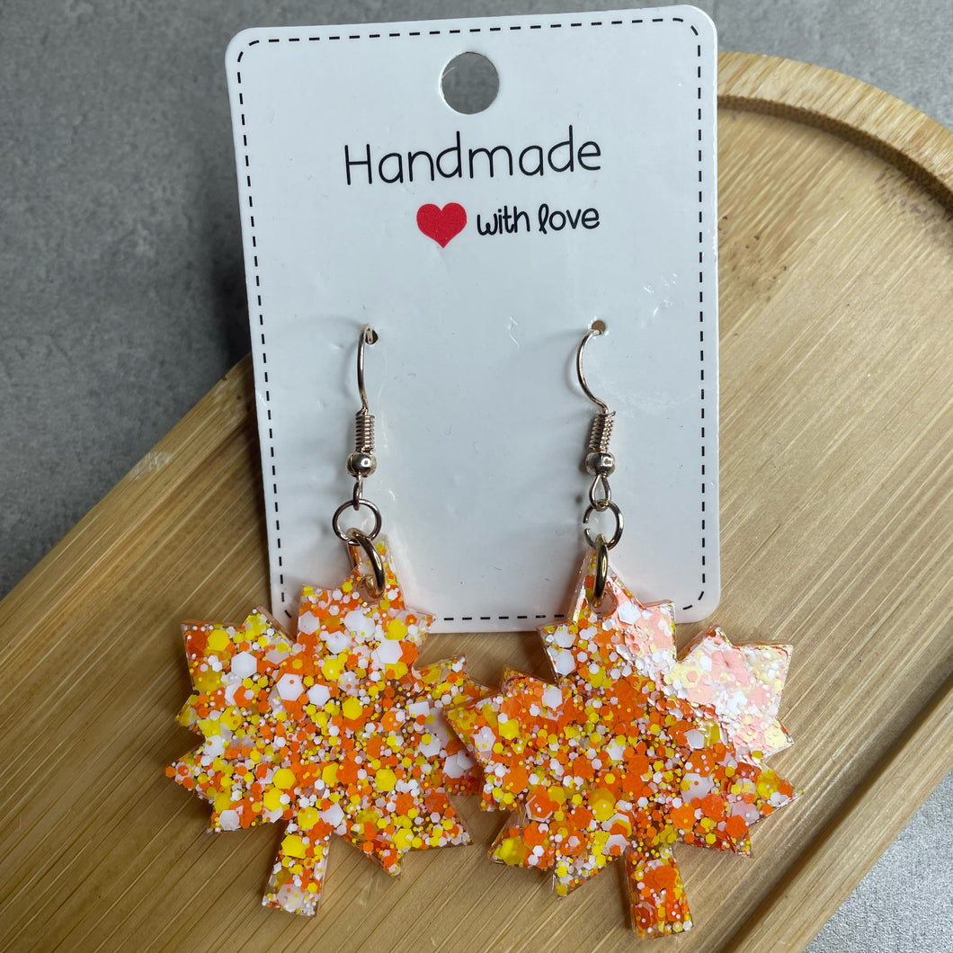 Candy Corn Maple Leaf Earrings