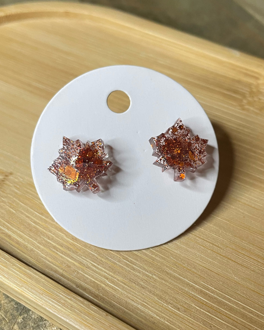 Glitter Leaf Studs