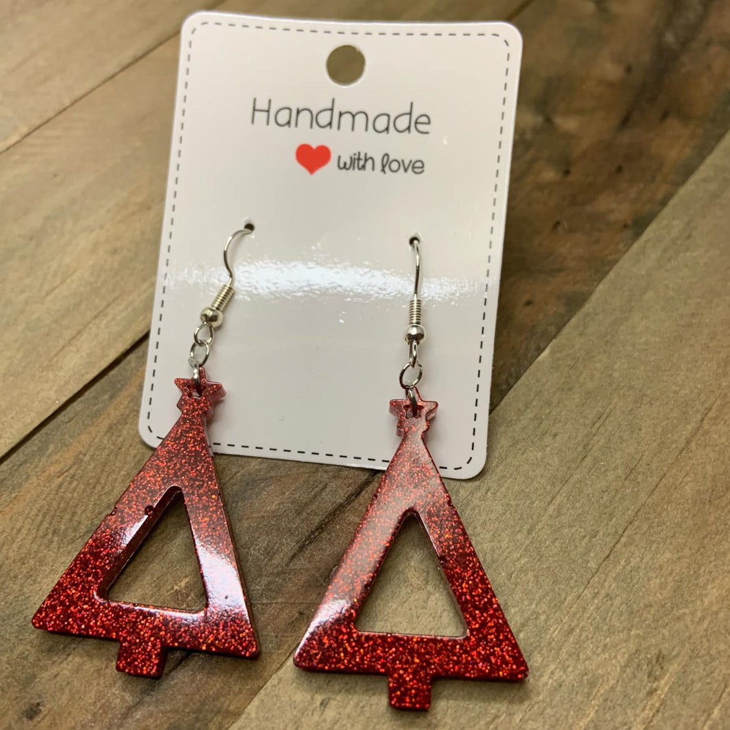 Red Tree Earrings