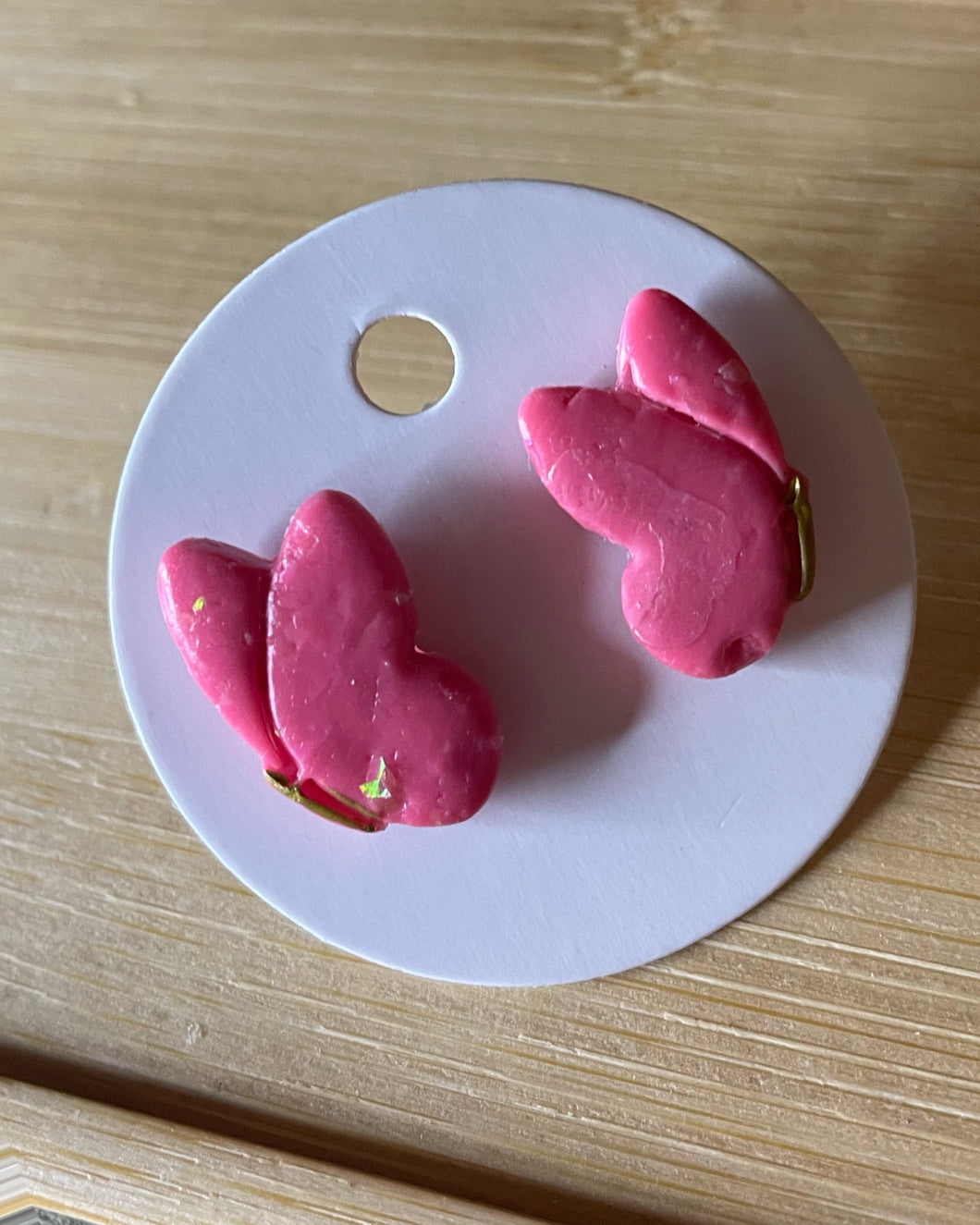 Pink Butterfly Studs