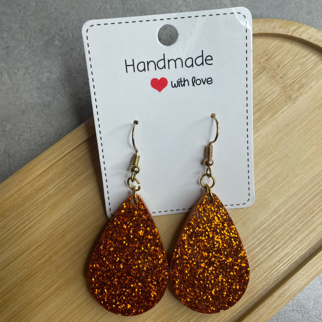 Orange Glitter Earrings