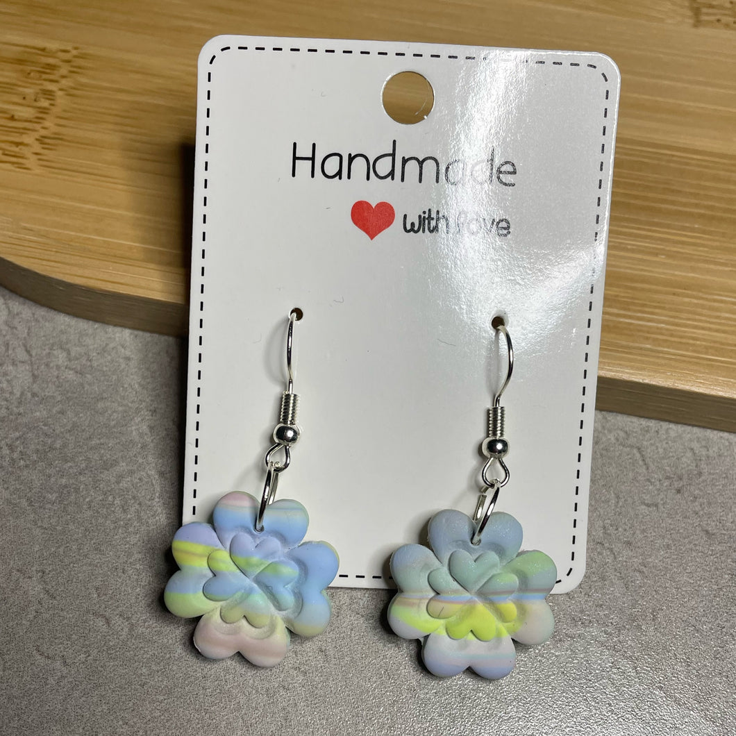 Pastel Rainbow Clover Earrings