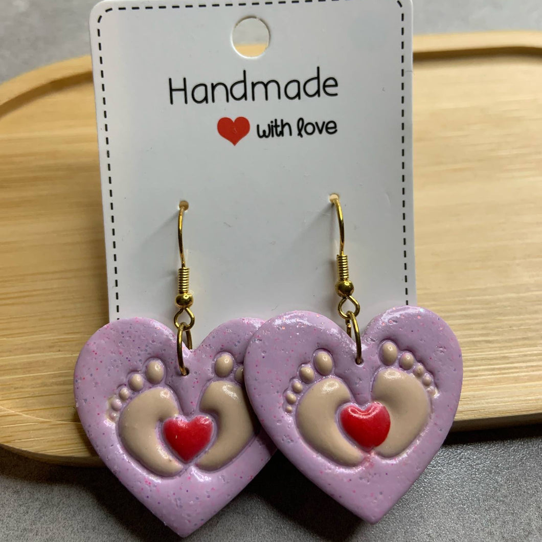 Lavender Baby Foot Earrings