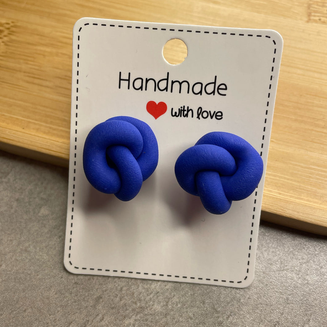 Large Blue Knot Studs