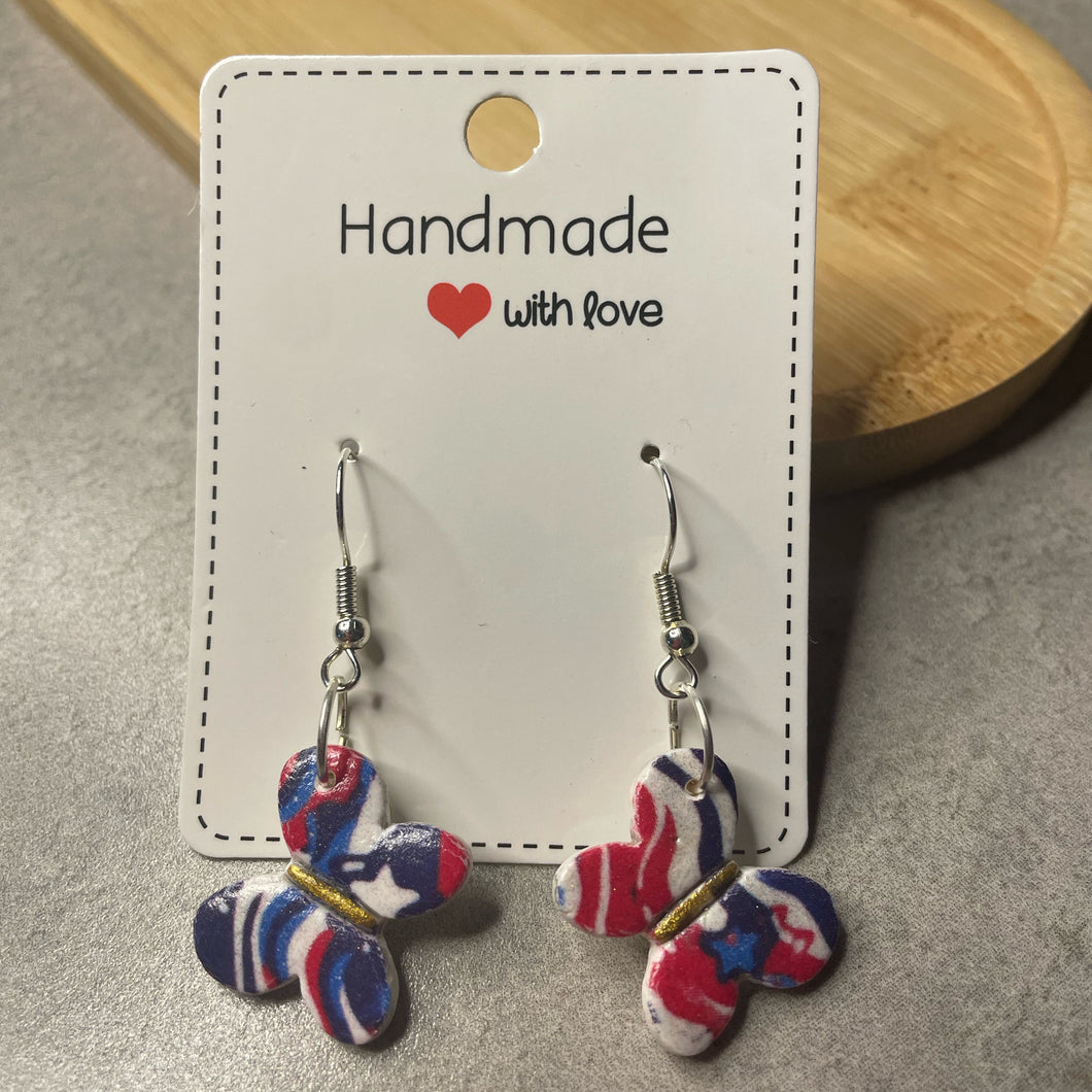Fourth of July Butterfly Earrings