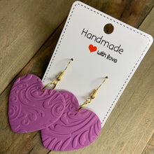 Load image into Gallery viewer, Textured Heart Clay Earrings
