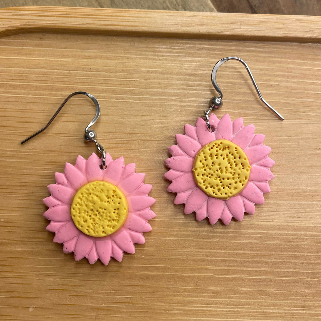 Pink Daisy Earrings