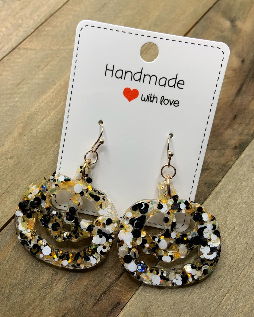 Orange, Black, & White Jackolantern Earrings