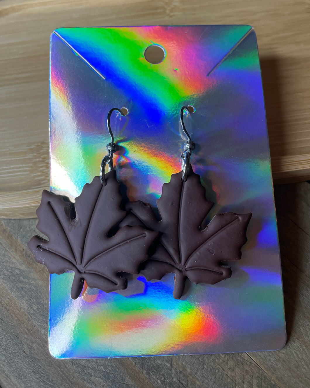 Large Brown Fall Leaf Earrings