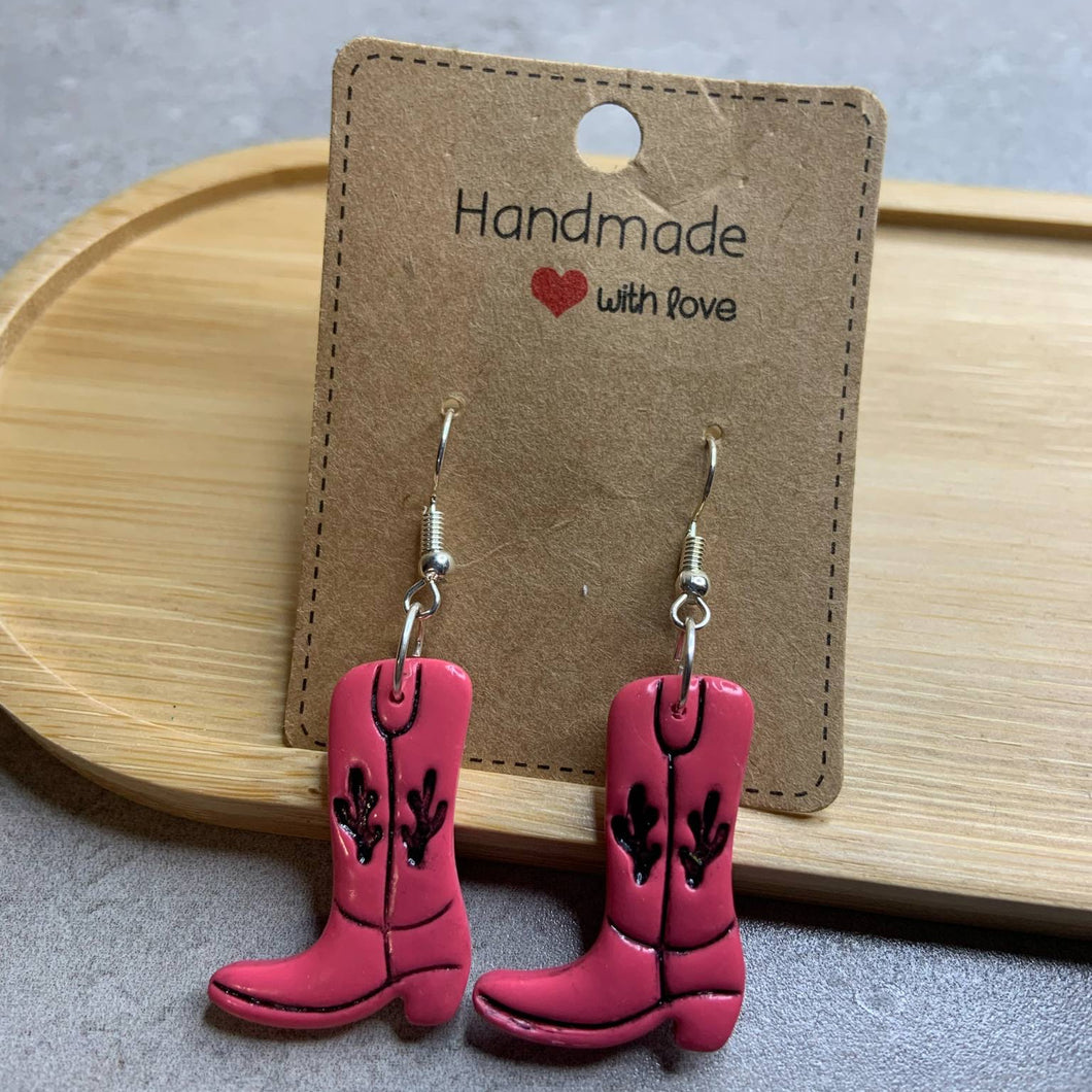Pink Boot Earrings