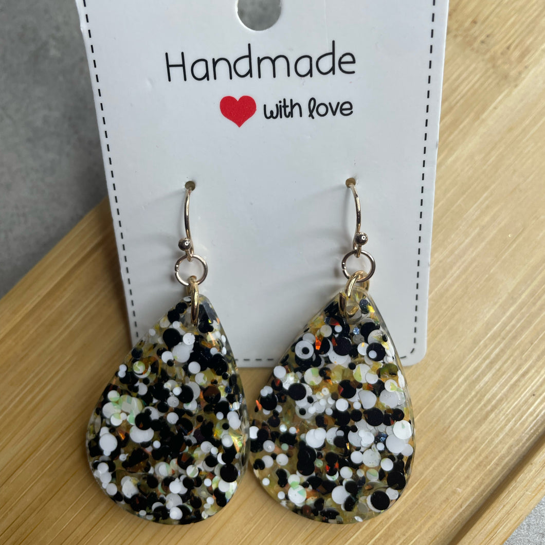 Black, white, and orange Halloween Earrings