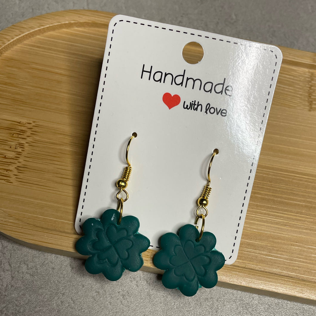 Dark Green Clover Earrings