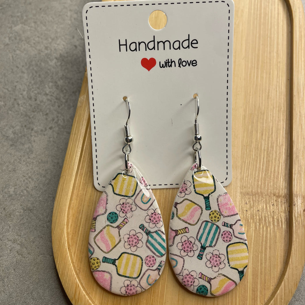 Pickleball Earrings with Resin