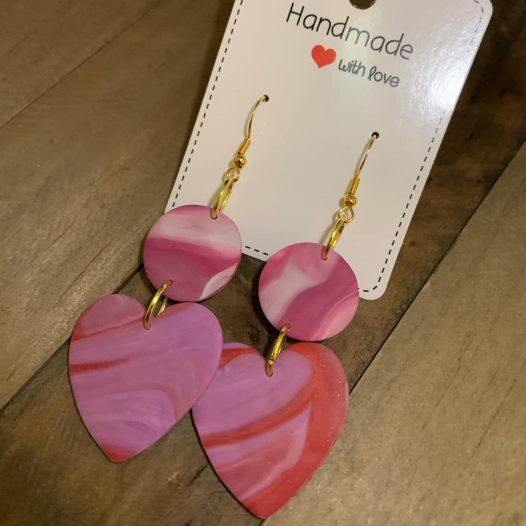 Large Heart Clay Earrings