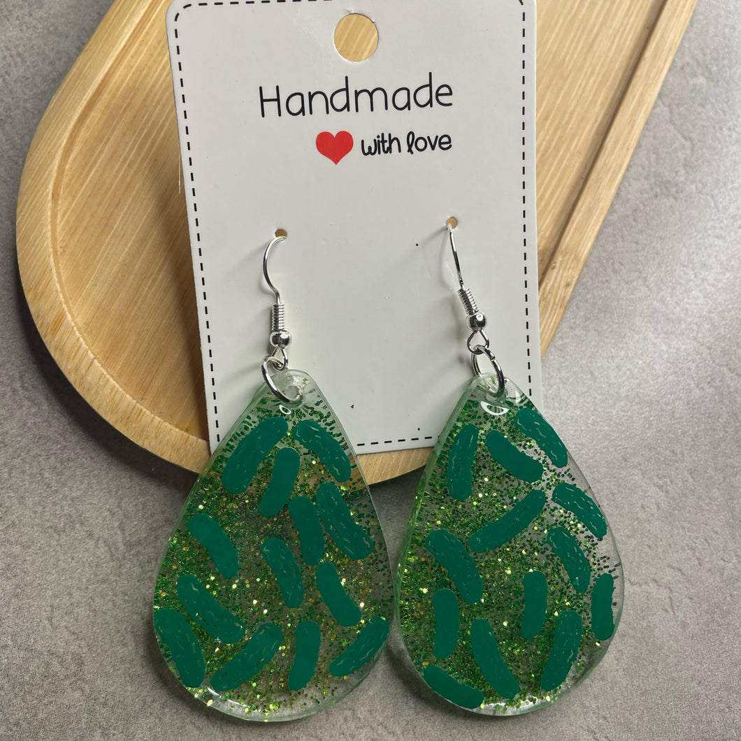 Pickle Resin Earrings with Glitter