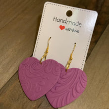 Load image into Gallery viewer, Textured Heart Clay Earrings
