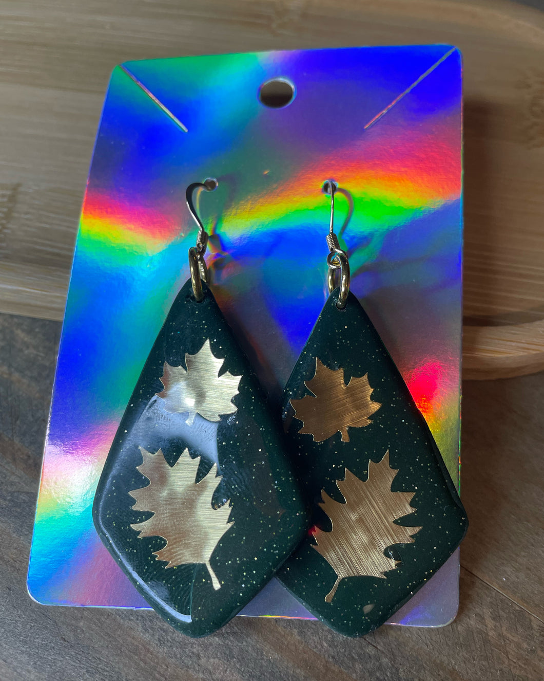 Green Fall Diamond-Shaped Earrings