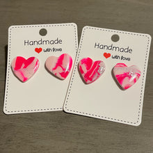 Load image into Gallery viewer, Pink Heart Stud Earrings
