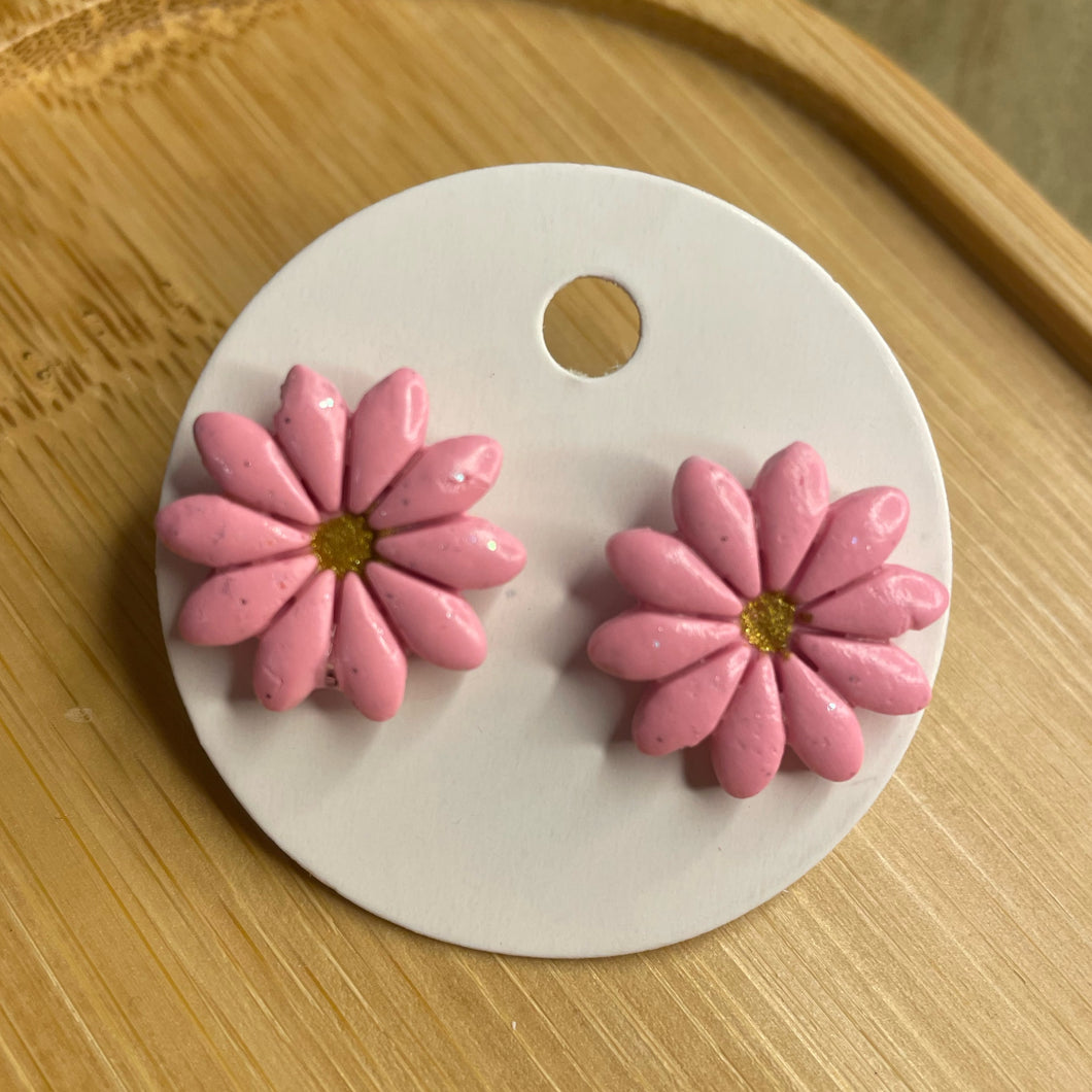 Pink Flower Studs