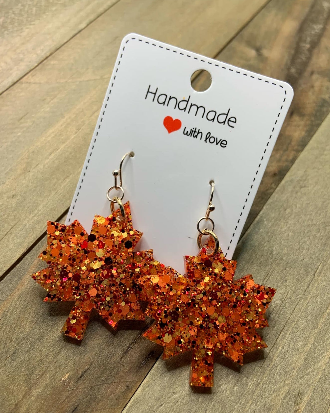 Orange Maple Leaf Earrings