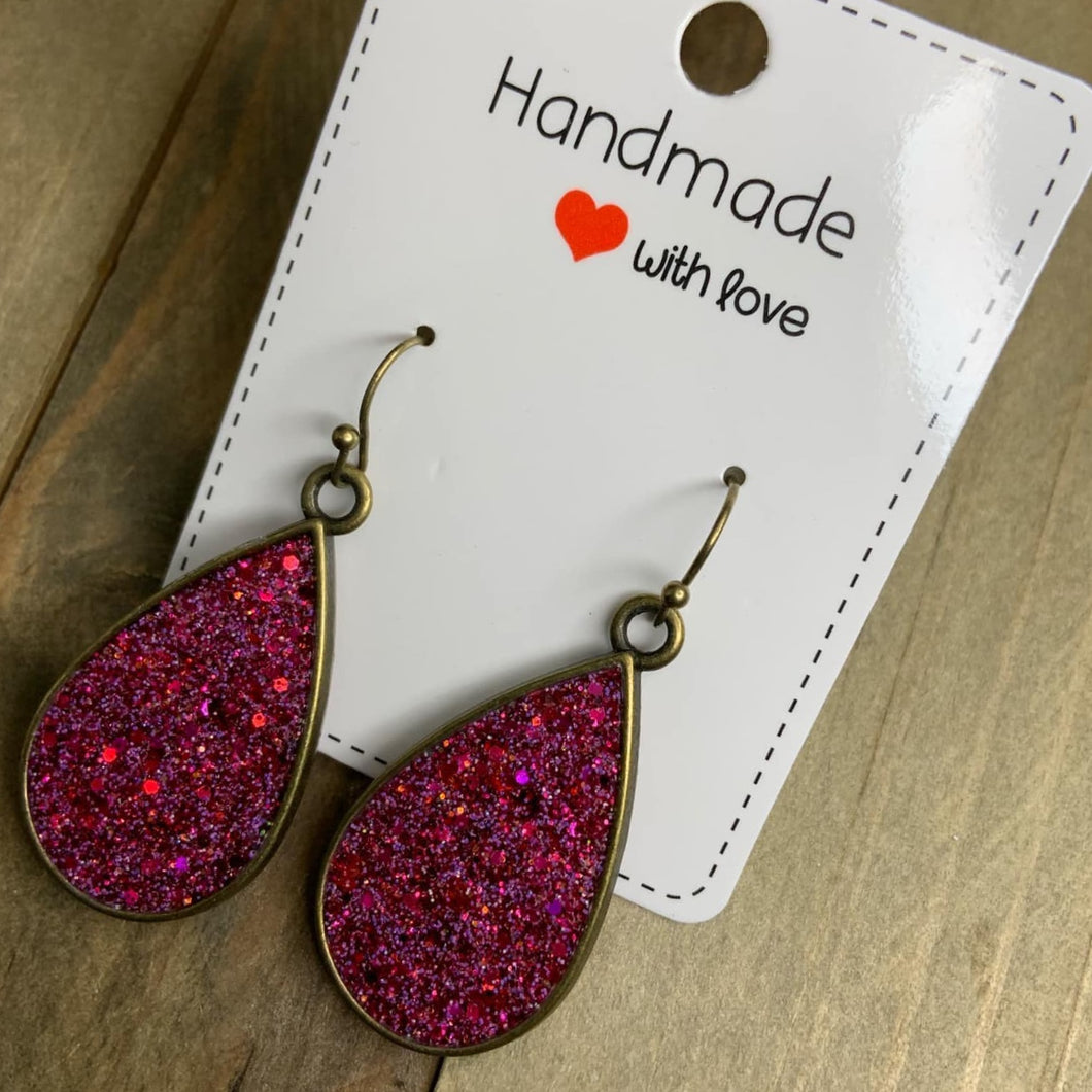 Small Glitter Teardrop Earrings