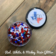 Load image into Gallery viewer, RTS Red, White, &amp; Mickey Hair Glitter
