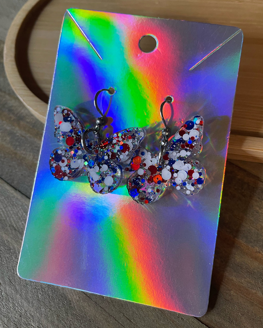 Red, White, & Blue Butterfly Earrings