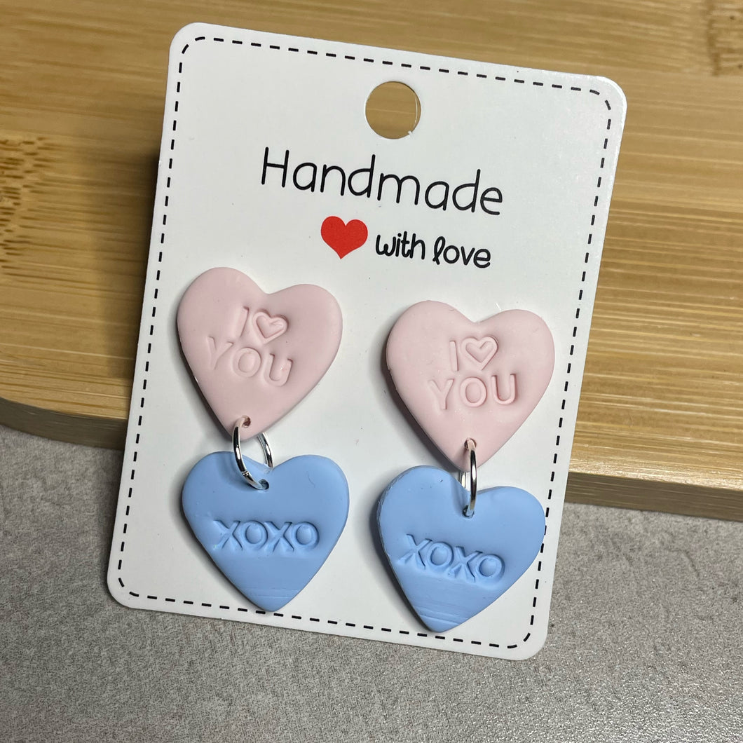 Conversation Double Heart Earrings