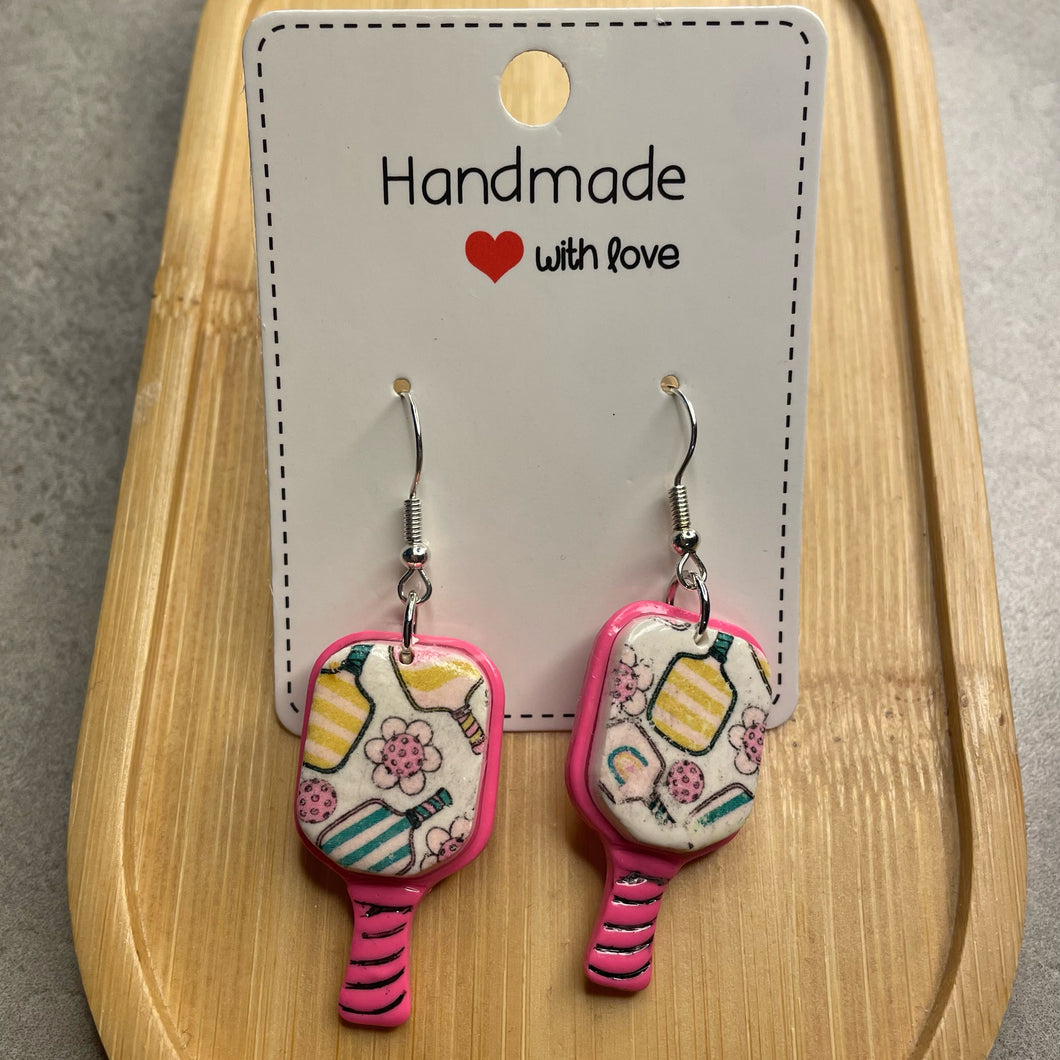 Pink Pickleball Earrings