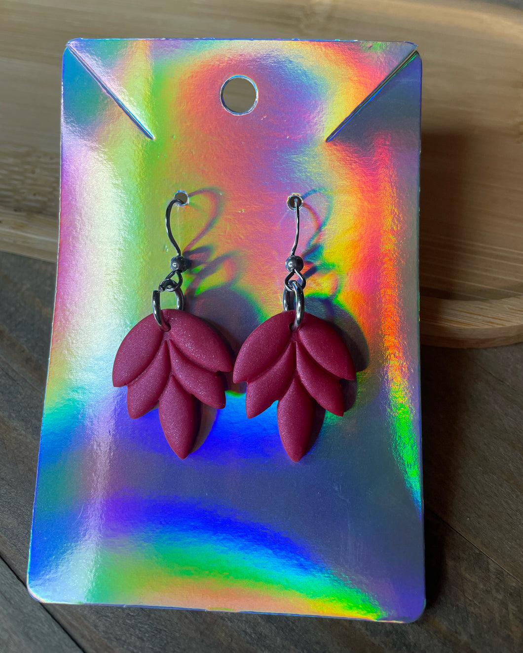 Pink Leaf Earrings