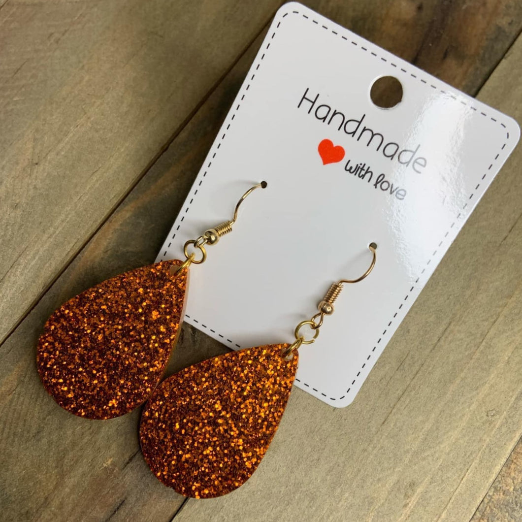 Orange Glitter Earrings