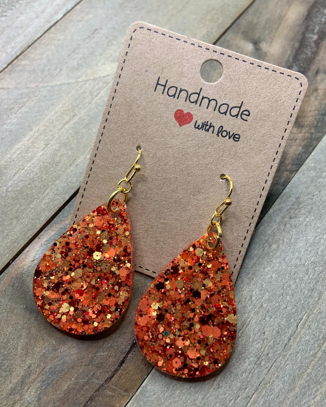 Orange Teardrop Earrings