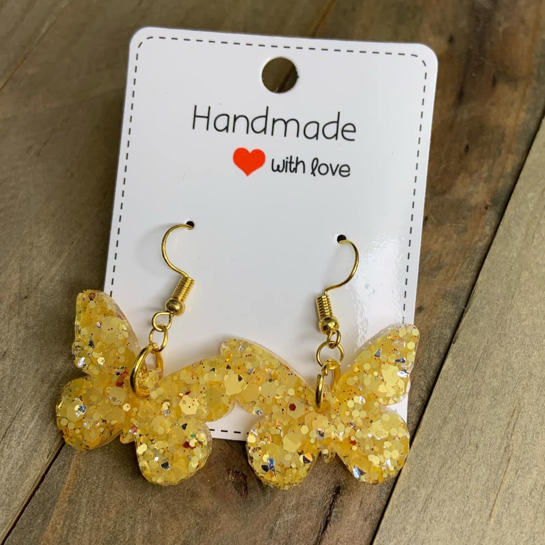 Yellow Butterfly Earrings