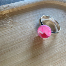 Load image into Gallery viewer, Pink Marble Circle Ring- adjustable
