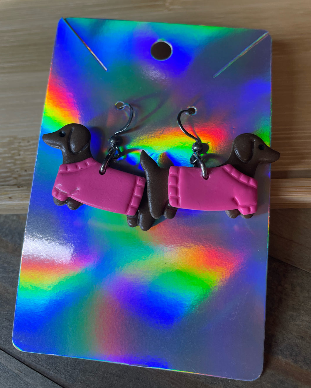 Pink Dachshund Earrings