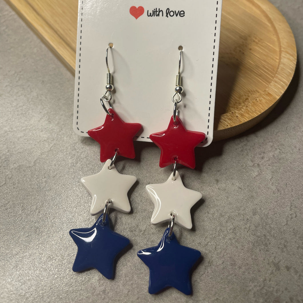 Red White & Blue Star Dangles